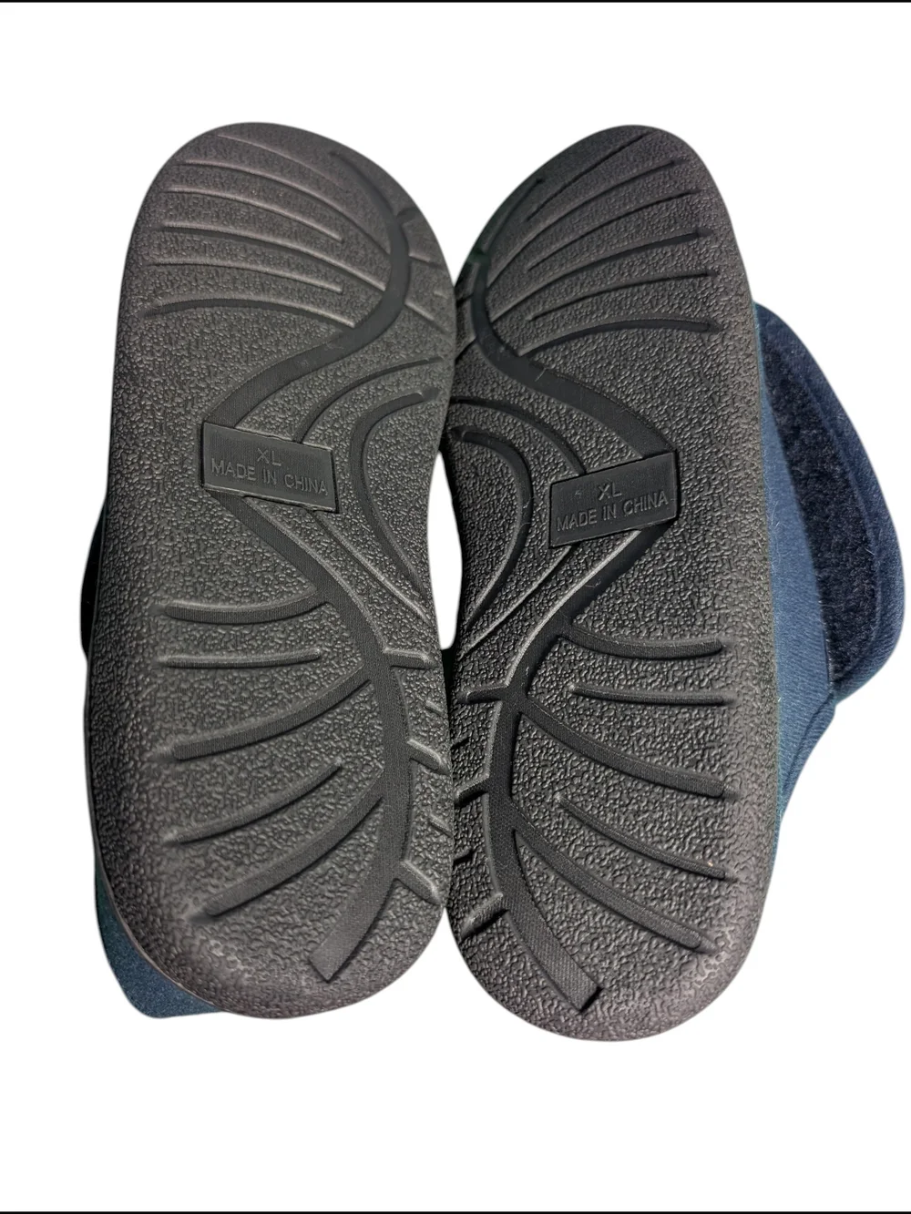 Men's Navy Slip-On Comfort Slippers, Closes With Hook & Loop Tape, Size XL